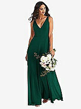 Alt View 1 Thumbnail - Hunter Green Deep V-Neck Chiffon Maxi Dress