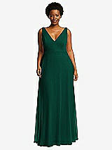 Front View Thumbnail - Hunter Green Deep V-Neck Chiffon Maxi Dress