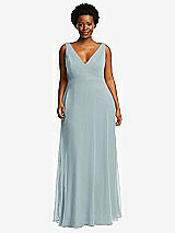 Front View Thumbnail - Morning Sky Deep V-Neck Chiffon Maxi Dress