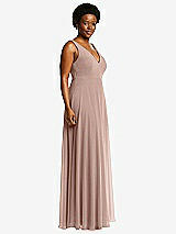 Side View Thumbnail - Neu Nude Deep V-Neck Chiffon Maxi Dress