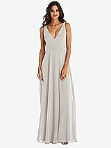 Alt View 3 Thumbnail - Oyster Deep V-Neck Chiffon Maxi Dress