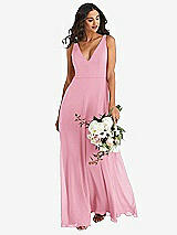 Alt View 1 Thumbnail - Peony Pink Deep V-Neck Chiffon Maxi Dress