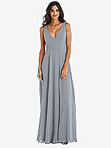 Alt View 3 Thumbnail - Platinum Deep V-Neck Chiffon Maxi Dress