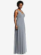 Side View Thumbnail - Platinum Deep V-Neck Chiffon Maxi Dress