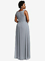 Rear View Thumbnail - Platinum Deep V-Neck Chiffon Maxi Dress