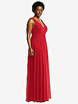 Side View Thumbnail - Parisian Red Deep V-Neck Chiffon Maxi Dress