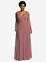 Front View Thumbnail - Rosewood Deep V-Neck Chiffon Maxi Dress