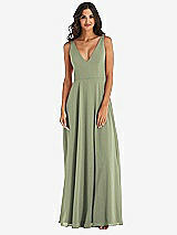 Alt View 3 Thumbnail - Sage Deep V-Neck Chiffon Maxi Dress