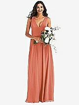 Alt View 2 Thumbnail - Terracotta Copper Deep V-Neck Chiffon Maxi Dress