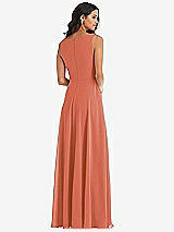 Alt View 5 Thumbnail - Terracotta Copper Deep V-Neck Chiffon Maxi Dress