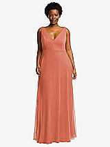 Front View Thumbnail - Terracotta Copper Deep V-Neck Chiffon Maxi Dress