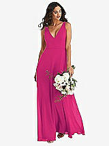 Alt View 1 Thumbnail - Think Pink Deep V-Neck Chiffon Maxi Dress