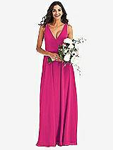 Alt View 2 Thumbnail - Think Pink Deep V-Neck Chiffon Maxi Dress