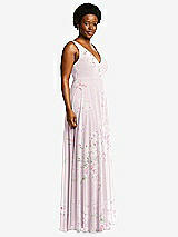 Side View Thumbnail - Watercolor Print Deep V-Neck Chiffon Maxi Dress