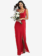 Alt View 1 Thumbnail - Parisian Red Scoop Neck Open-Back Trumpet Gown