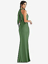 Alt View 1 Thumbnail - Vineyard Green Draped Twist Halter Tie-Back Trumpet Gown