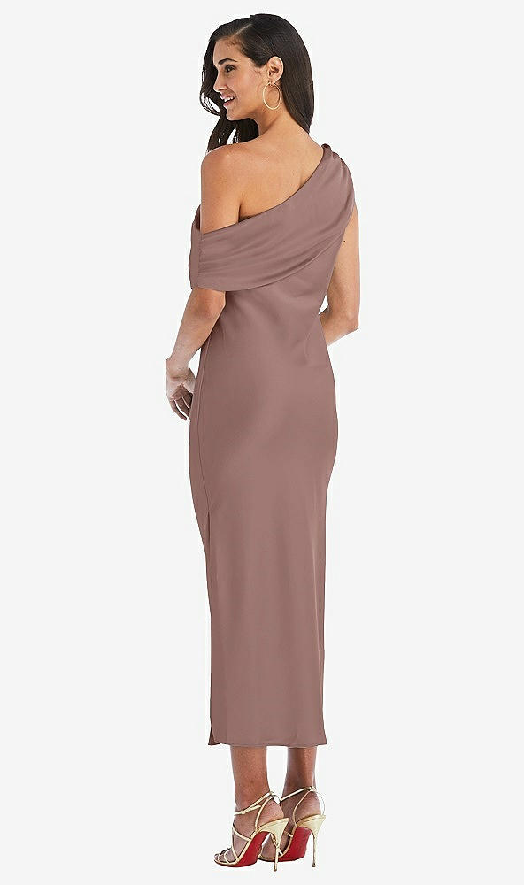 Back View - Sienna Draped One-Shoulder Convertible Midi Slip Dress