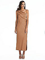 Alt View 1 Thumbnail - Toffee Draped One-Shoulder Convertible Midi Slip Dress