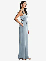 Side View Thumbnail - Mist Ruffled Sleeve Tie-Back Jumpsuit with Pockets