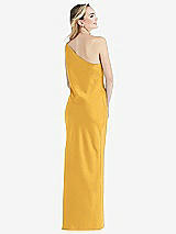 Rear View Thumbnail - NYC Yellow One-Shoulder Asymmetrical Maxi Slip Dress