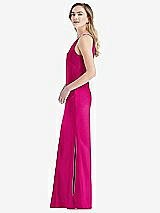 Side View Thumbnail - Think Pink One-Shoulder Asymmetrical Maxi Slip Dress