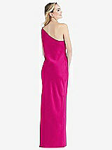Rear View Thumbnail - Think Pink One-Shoulder Asymmetrical Maxi Slip Dress