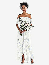 Alt View 2 Thumbnail - Bleu Garden Off-the-Shoulder Ruffled High Low Maxi Dress