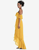 Side View Thumbnail - NYC Yellow Off-the-Shoulder Ruffled High Low Maxi Dress