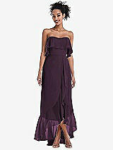 Alt View 1 Thumbnail - Aubergine Off-the-Shoulder Ruffled High Low Maxi Dress