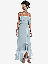 Alt View 1 Thumbnail - Mist Off-the-Shoulder Ruffled High Low Maxi Dress