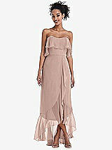 Alt View 1 Thumbnail - Neu Nude Off-the-Shoulder Ruffled High Low Maxi Dress