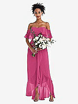 Alt View 2 Thumbnail - Tea Rose Off-the-Shoulder Ruffled High Low Maxi Dress