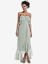 Alt View 1 Thumbnail - Willow Green Off-the-Shoulder Ruffled High Low Maxi Dress