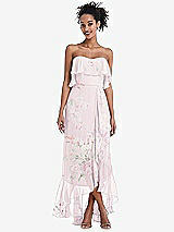 Alt View 1 Thumbnail - Watercolor Print Off-the-Shoulder Ruffled High Low Maxi Dress