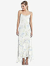 Front View Thumbnail - Bleu Garden Scoop Neck Ruffle-Trimmed High Low Maxi Dress