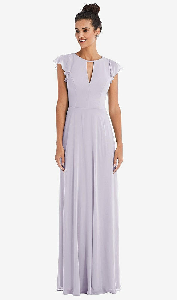 Front View - Moondance Flutter Sleeve V-Keyhole Chiffon Maxi Dress