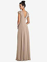 Rear View Thumbnail - Topaz Flutter Sleeve V-Keyhole Chiffon Maxi Dress