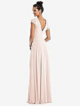 Rear View Thumbnail - Blush Flutter Sleeve V-Keyhole Chiffon Maxi Dress