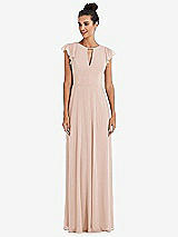 Front View Thumbnail - Cameo Flutter Sleeve V-Keyhole Chiffon Maxi Dress