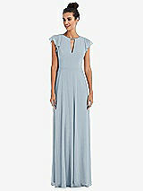 Front View Thumbnail - Mist Flutter Sleeve V-Keyhole Chiffon Maxi Dress