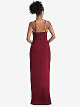 Rear View Thumbnail - Burgundy Halter Draped Tulip Skirt Maxi Dress