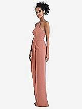 Side View Thumbnail - Desert Rose Halter Draped Tulip Skirt Maxi Dress