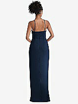 Rear View Thumbnail - Midnight Navy Halter Draped Tulip Skirt Maxi Dress