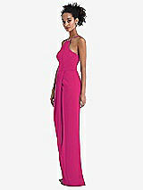 Side View Thumbnail - Think Pink Halter Draped Tulip Skirt Maxi Dress