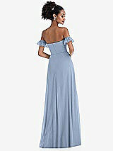 Rear View Thumbnail - Cloudy Off-the-Shoulder Ruffle Cuff Sleeve Chiffon Maxi Dress