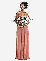 Alt View 2 Thumbnail - Desert Rose Off-the-Shoulder Ruffle Cuff Sleeve Chiffon Maxi Dress