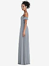 Side View Thumbnail - Platinum Off-the-Shoulder Ruffle Cuff Sleeve Chiffon Maxi Dress