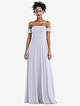 Front View Thumbnail - Silver Dove Off-the-Shoulder Ruffle Cuff Sleeve Chiffon Maxi Dress