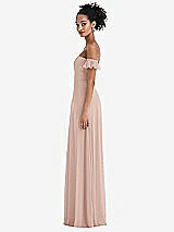 Side View Thumbnail - Toasted Sugar Off-the-Shoulder Ruffle Cuff Sleeve Chiffon Maxi Dress