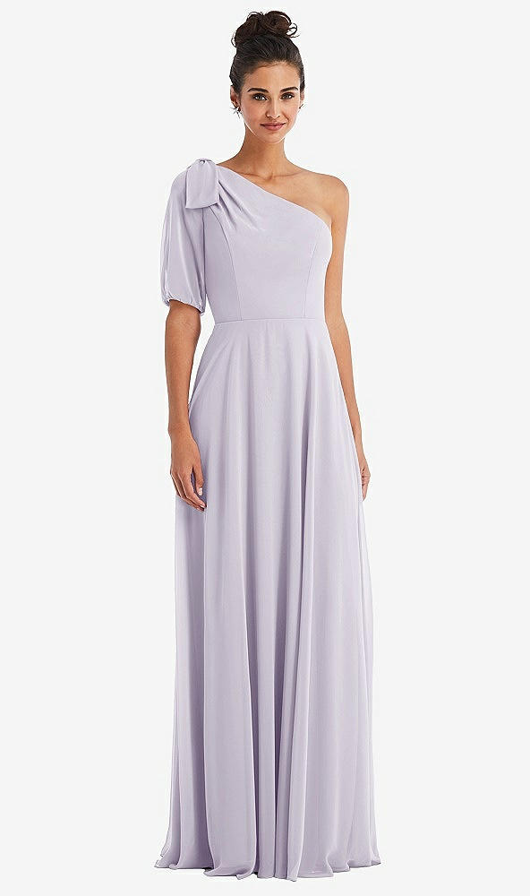 Front View - Moondance Bow One-Shoulder Flounce Sleeve Maxi Dress